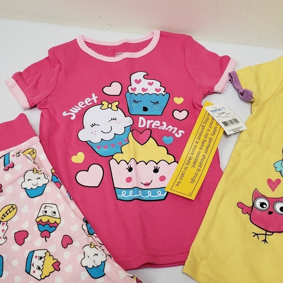 Girls 3T Owl and Cupcake 2 Piece Sleepwear PJs Lot - Picture 6 of 6